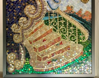 BEGINNING - from polyptych  "VICTORIES&FAILURES"; original; mosaic wall art; mosaikfliesen bilder; framed; ready to hang; indoor/outdoor.