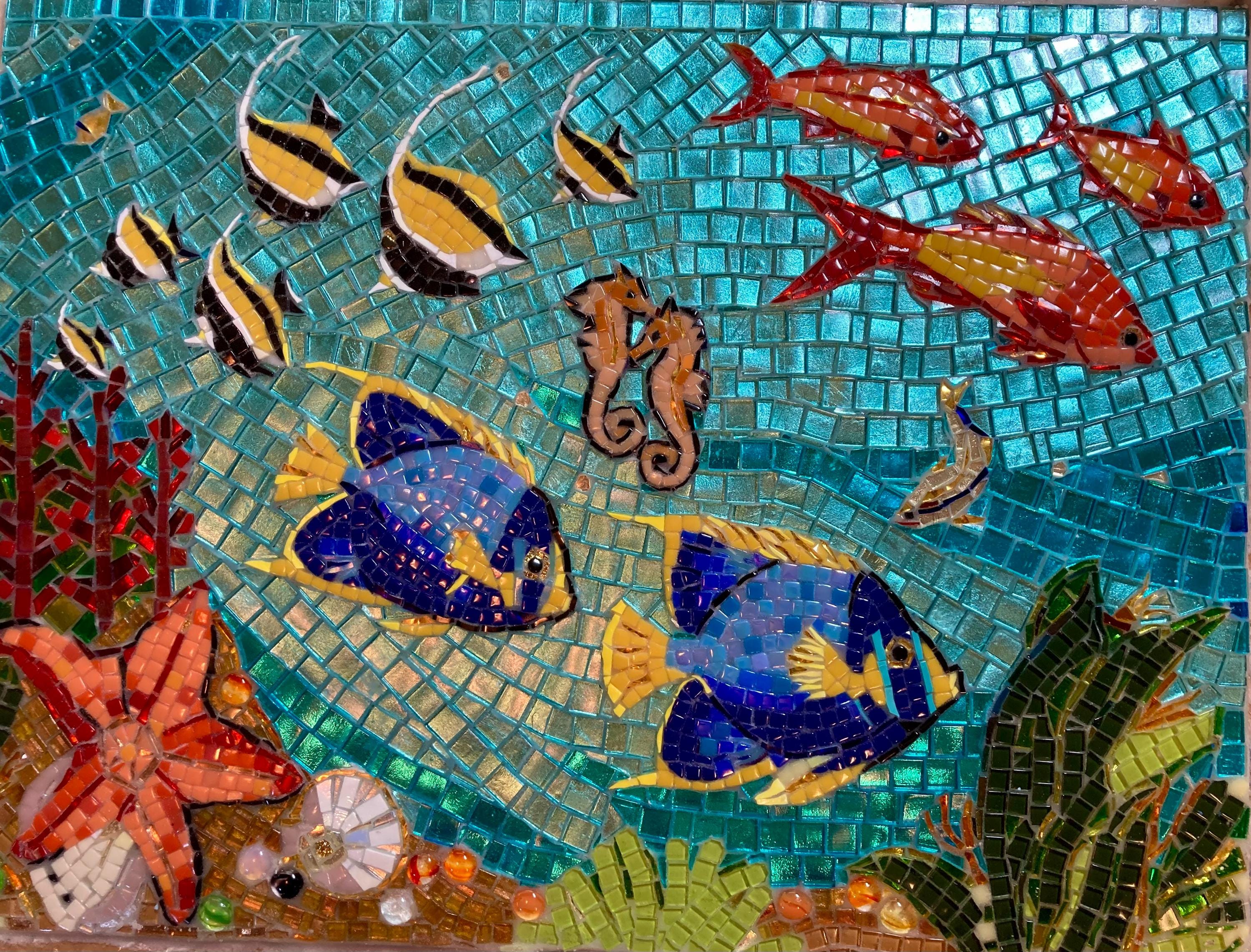 SEA AQUARIUM - Original Picture, Glass Mosaic Art,sea, Fishes
