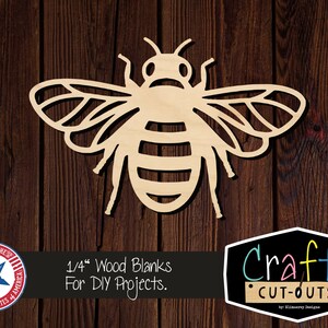 Unfinished Bee Wood Cutout | Multiple Sizes | Laser Cut Shapes | Unfinished Wood Blanks | Craft Supplies | Wood Cutouts | Bee Decor
