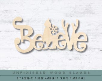 Grinch Believe Shape | Multiple Sizes | Laser Cut Shapes | Unfinished Wood Blanks | Craft Supplies | Wood Cutouts | Christmas Shapes