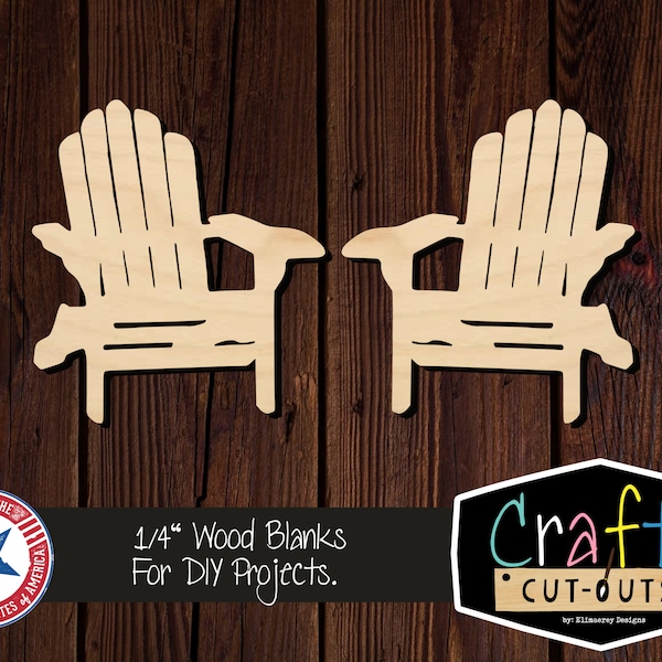 Unfinished Beach Chairs Wood Cutout | Multiple Sizes | Laser Cut Shapes | Unfinished Wood Blanks | Craft Supplies | Wood Cutouts