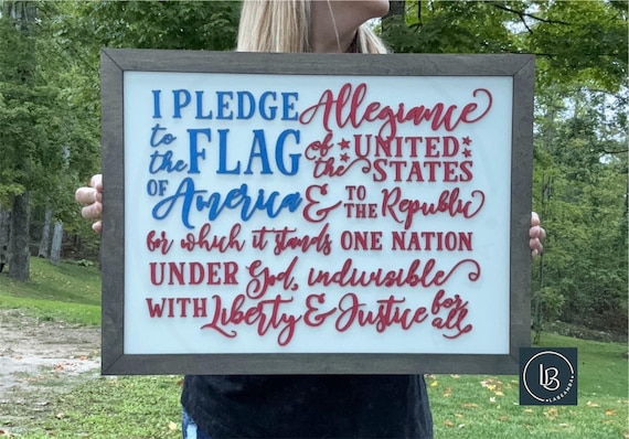 Pledge Of Allegiance Sign | Patriotic Decor | 4th Of July Decor | Rustic Home Decor | Americana Decor | Cute Flag Gift | Rustic Wall Decor