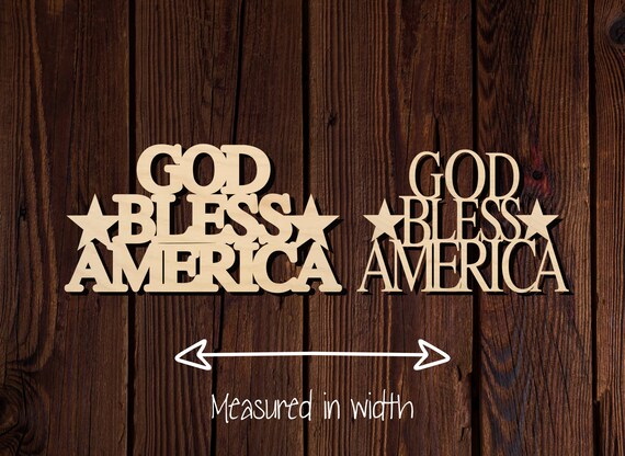 Word God Bless America - Laser Cut Out Unfinished Wood Craft Shape 4TH18 Word God Bless America - Laser Cut Out Unfinished Wood Craft Shape 4TH18