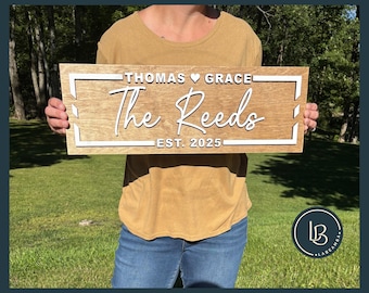 Last Name Sign | Custom Family Name Sign | Established Sign | Personalized Wedding Sign | Farmhouse Sign | Wedding Gift | Anniversary Gift