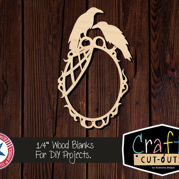 Creepy Halloween Frame With Birds | Multiple Sizes | Laser Cut Shapes | Unfinished Wood Blanks | Craft Supplies | Wood Cutouts | Decor