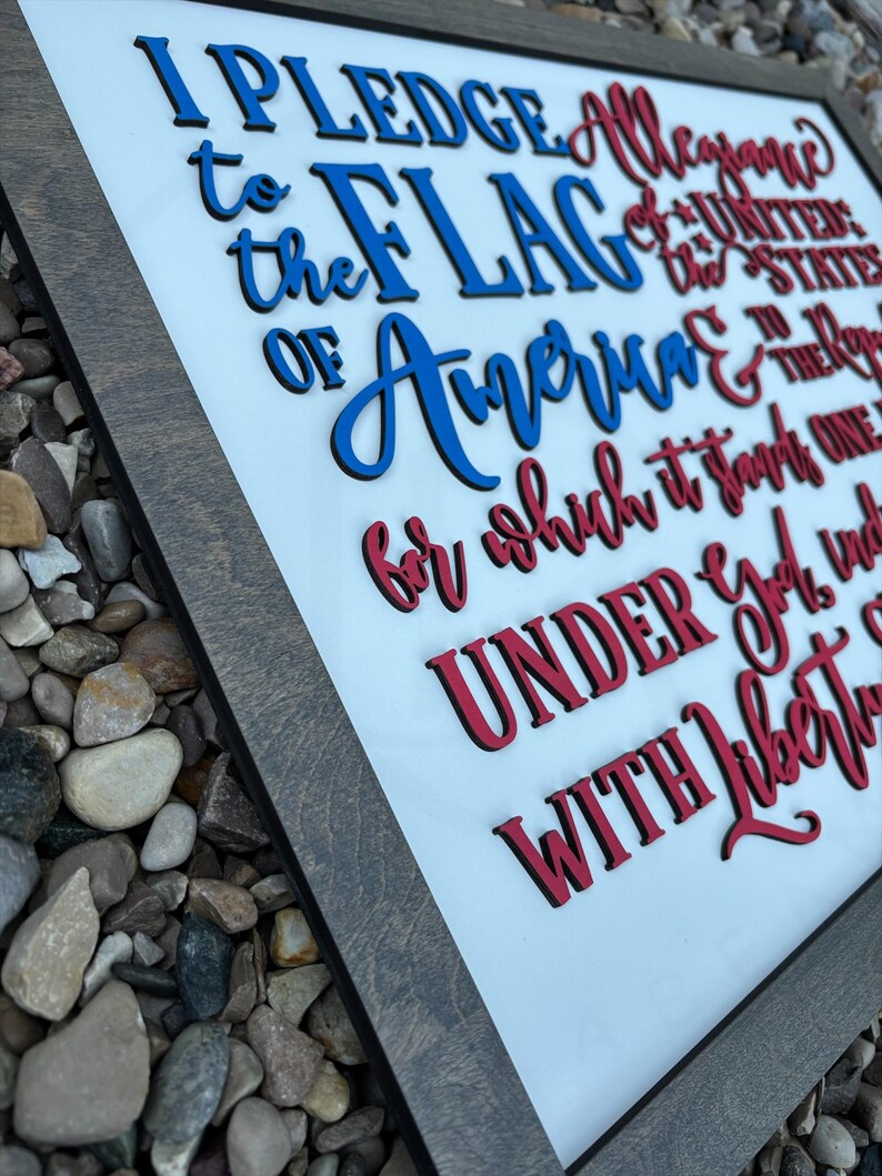 Pledge Of Allegiance Sign | Patriotic Decor | 4th Of July Decor | Rustic Home Decor | Americana Decor | Cute Flag Gift | Rustic Wall Decor image 3
