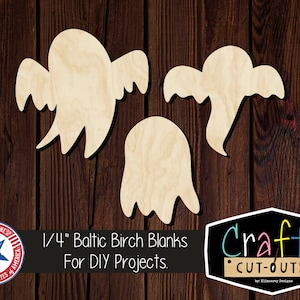 Ghosts | Multiple Sizes | Laser Cut Shapes | Unfinished Wood Blanks | Craft Supplies | Wood Cutouts