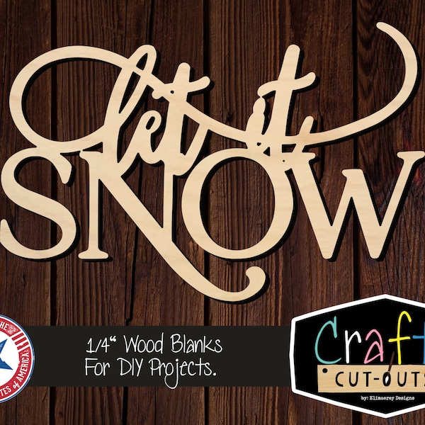 Let It Snow Wood Words | Wreath Insert | Multiple Sizes | Laser Cut Shapes | Unfinished Wood Blanks | Craft Supplies | Wood Cutouts