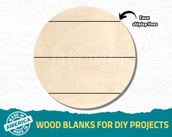 Shiplap Circle | Multiple Sizes | Laser Cut Shapes | Unfinished Wood Blanks | Craft Supplies | Wood Cutouts