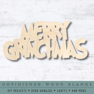 Merry Grinchmas Shape | Multiple Sizes | Laser Cut Shapes | Unfinished Wood Blanks | Wreath Inserts | Craft Supplies | Wood Cutouts