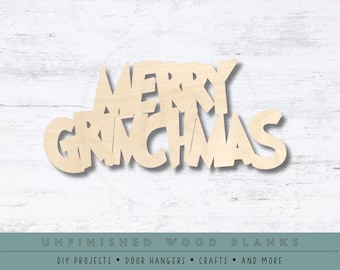 Merry Grinchmas Shape | Multiple Sizes | Laser Cut Shapes | Unfinished Wood Blanks | Wreath Inserts | Craft Supplies | Wood Cutouts