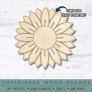 Sunflower | Multiple Sizes | Laser Cut Shapes | Unfinished Wood Blanks | Craft Supplies | Wood Cutouts