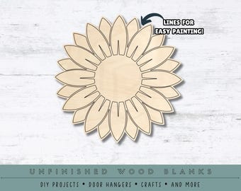 Sunflower | Multiple Sizes | Laser Cut Shapes | Unfinished Wood Blanks | Craft Supplies | Wood Cutouts