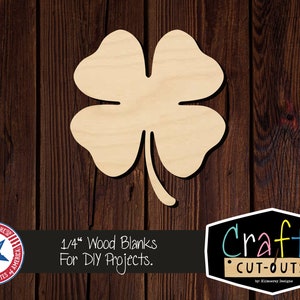 4 Leaf Clover | Pinch Proof | Multiple Sizes | Laser Cut Shapes | Unfinished Wood Blanks | St. Patricks Day | Craft Supplies | Wood Cutouts