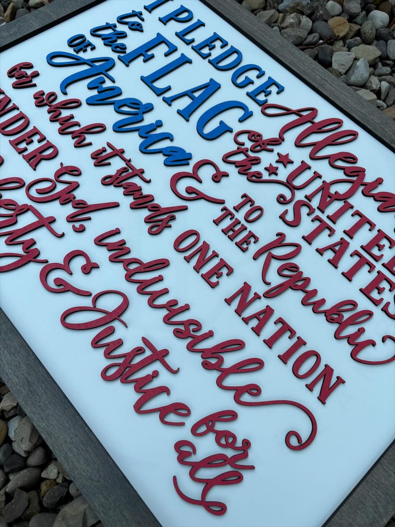 Pledge Of Allegiance Sign | Patriotic Decor | 4th Of July Decor | Rustic Home Decor | Americana Decor | Cute Flag Gift | Rustic Wall Decor image 2