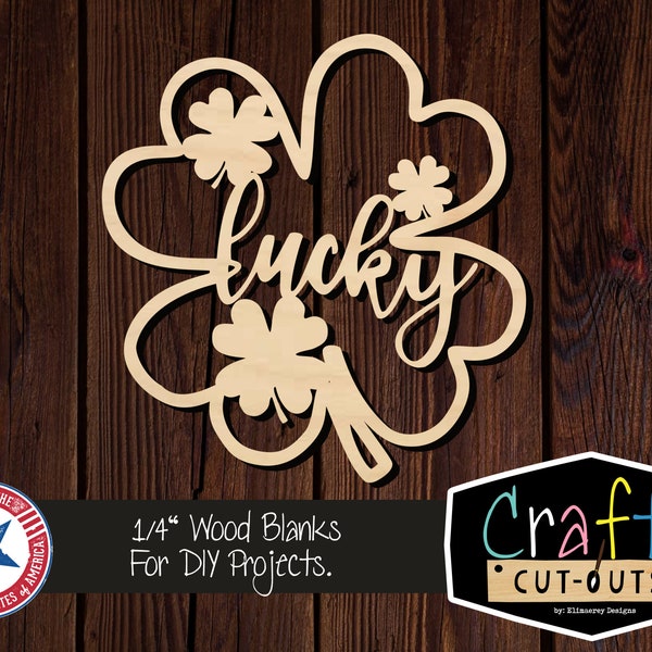 Lucky 4 Leaf Clover | Multiple Sizes | Laser Cut Shapes | Unfinished Wood Blanks | Craft Supplies | Wood Cutouts | St. Patricks Day Decor