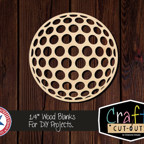 Unfinished Golf Ball Wood Cutout | Multiple Sizes | Laser Cut Shapes | Wood Blanks | Craft Supplies | Wood Cutouts | Golf Sports Decor | Tee