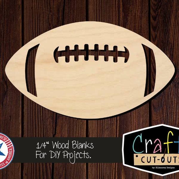Football Shape | Multiple Sizes | Laser Cut Shapes | Unfinished Wood Blanks | Craft Supplies | Wood Cutouts | Football Teams | Ornament