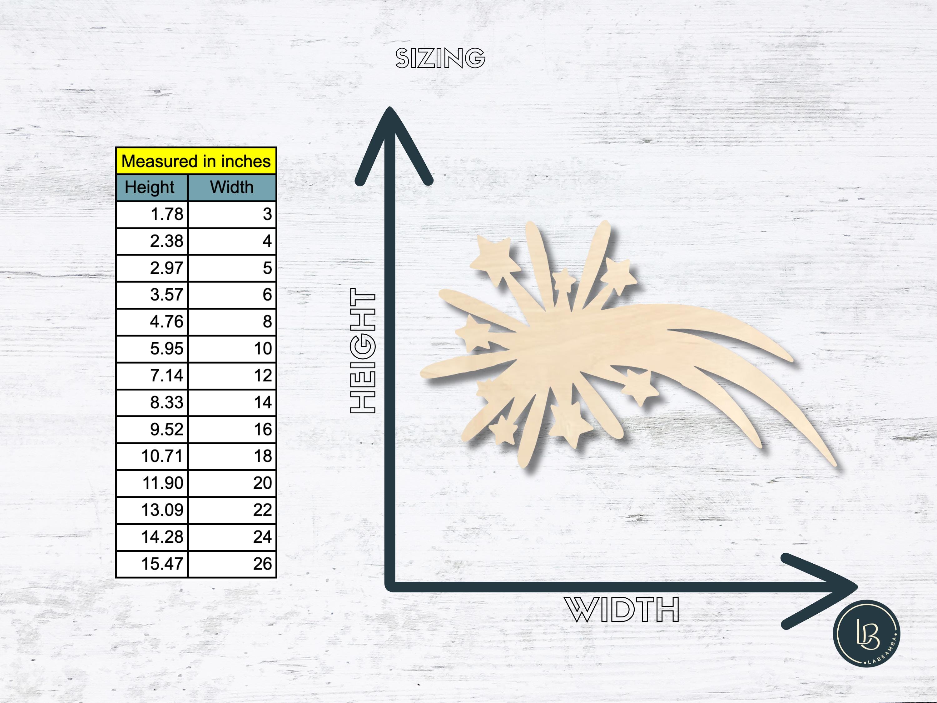 Unfinished Fireworks Burst Shape | 4th of July | Multiple Sizes | Laser ...