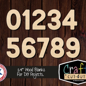 Wood Number Cutouts | Wood House Numbers | Multiple Sizes | Laser Cut Shapes | Unfinished Wood Blanks | Craft Supplies | Wood Cutouts