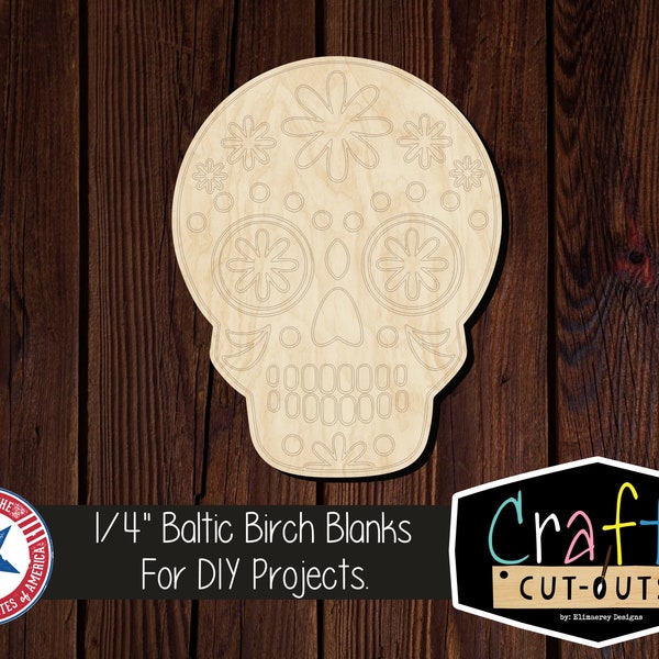 Unfinished Sugar Skull | Multiple Sizes | Laser Cut Shapes | Unfinished Wood Blanks | Craft Supplies | Wood Cutouts