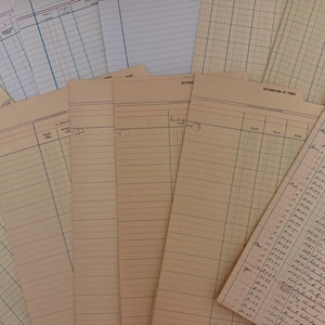 Vintage 1945 Ledger Paper Pack – 12 Sheets – Large 17x14 Inch