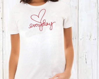 Love T-Shirt,Heart Graphic T-shirt,Cute Tees,Cute Heart Tops, Everyday Love