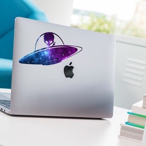 UFO Alien, UFO Vinyl Decal, UFO Sticker, Alien, Galaxy, Perfect for Laptops and MacBooks