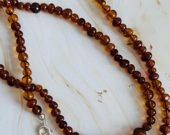 Collier en ambre naturel de la Baltique • Perles d'ambre cognac 8-9 mm • Collier multi-rangs • Véritable bijou en ambre de la Baltique