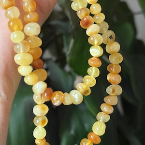 Collar de ámbar báltico natural • Cuentas de ámbar amarillo miel de 7/8 mm • Collar de varias hebras • Joyería de auténtico ámbar báltico
