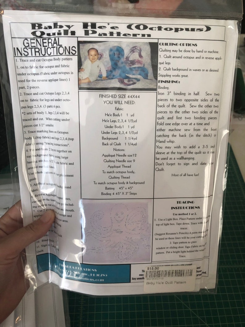 Baby He/'e octopus quilt by Kathy Tripp pattern and instructions