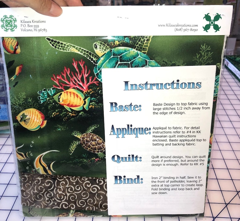 Custom turtlehonu Hawaiian quilting style Pot Holder Kit