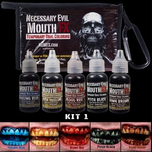 MOUTHFX, Schwarz, Rot, Lila, Blau, Grün, Gelb, Pink Farbe MUND und ZÄHNE Fleck, süßer Vanille Geschmack