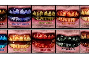 MOUTHFX, Black,Red,Purple,Blue,Green,Yellow,Pink  Color MOUTH and TEETH Stain  , Sweet Vanilla Flavor