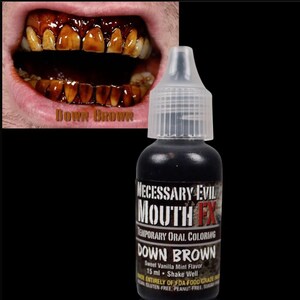 MOUTHFX、黒、赤、紫、青、緑、黄、ピンクの口と歯の着色、甘いバニラ風味 DOWN BROWN