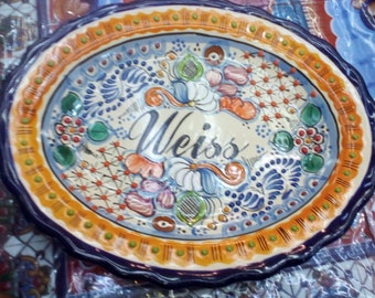Personlig present, talavera poblana välkomsttallrik, mexikansk keramiktallrik, platon de talavera