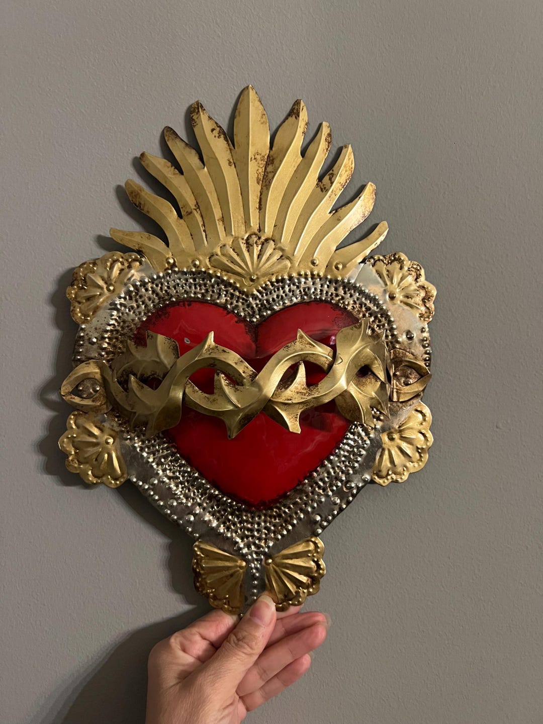 Crown of Thorns, Sacred Heart Milagro, Antique Catholic Home Decor