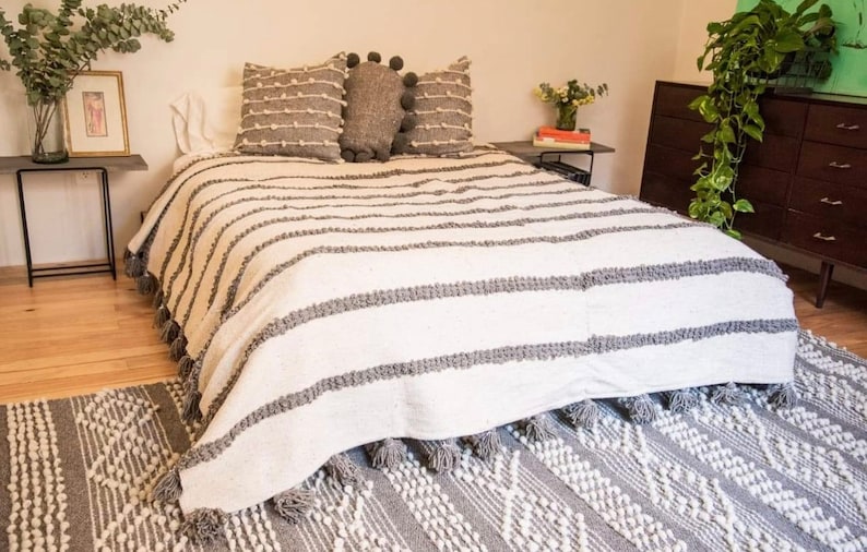 Bedspread 100 Wool Bedcover Mexican Handmade Bedspread Etsy