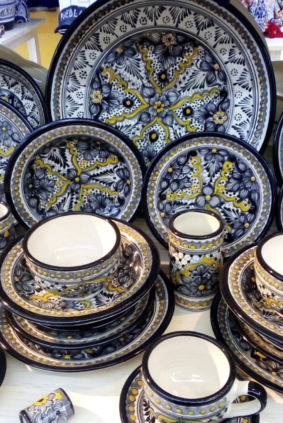 Handmade Mexican Dinnerware Set Talavera Dinnerware for 6 Handmade Puebla Stoneware Luxury Dinnerware for Micro Weddings Etsy Ireland
