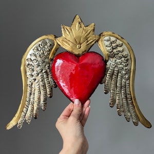 Pre-order Sacred Heart, Mothers day gift,  Milagro Heart, home decor, Antique Mexican Heart , Catholic Heart,