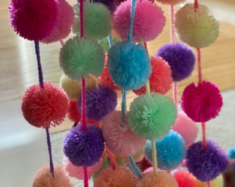 Pompon Tassels Boho Decor, Colorful Tassel Garland, Mexican Pom Poms, Fiesta Party Decorations, Handmade Pompons, Bohemian Home Decor