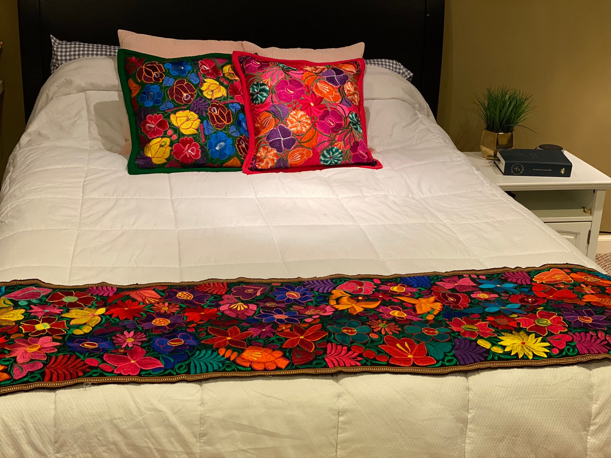 Bed Runner Twin Size Floral Bedding Full Size Mexican Bed Etsy