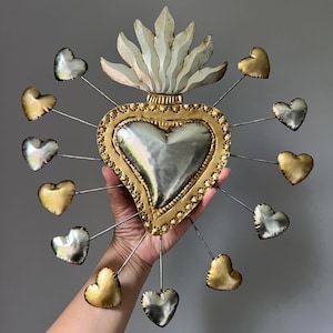 Pre-order Sacred Heart, Milagro Heart, Christmas gift, home decor, heart full of love,  Mexican Heart , Catholic Heart,