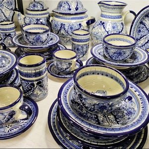 Vajilla de Talavera hecha a mano, cerámica tradicional mexicana, decoración elegante para el hogar