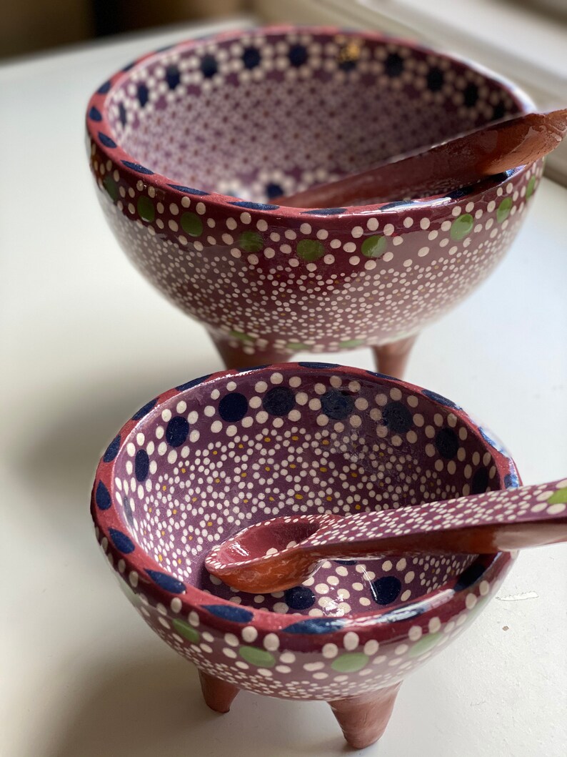 Chips & salsa bowl handpainted Mexican molcajete salsa bowl Etsy