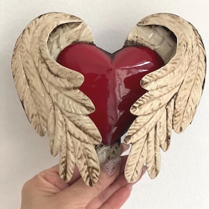 Antique Mexican Milagro Heart with Wings Home Decor