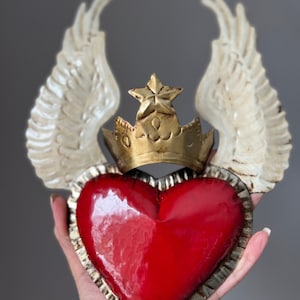 Pre-order Sacred Heart, mothers day gift, Milagro Heart, home decor, Antique Mexican Heart , Catholic Heart,