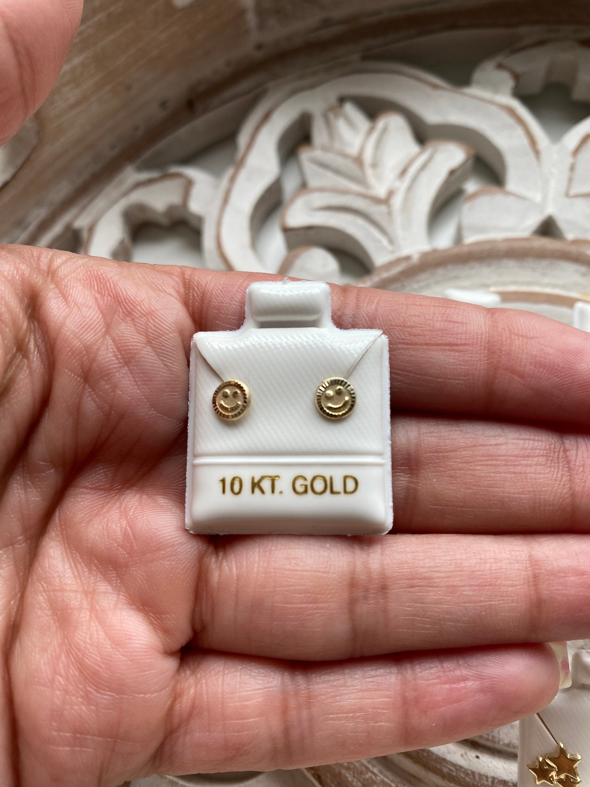 MEXTALGIA 10K Solid Gold Earrings Tiny Gold Studs Gold Earrings for Babies Kids Jewelry Broqueles de 10K Gift for Her