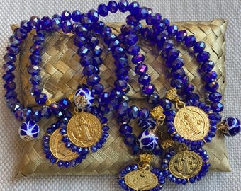 Bracelet, Sn Benedic charm bracelet, talavera and crystals bracelet,  gift for her, birthday gift,