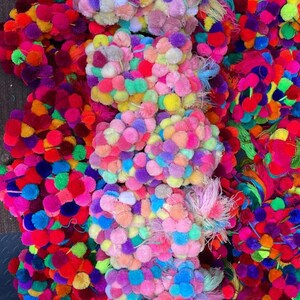 Pompon Tassels Boho Decor, Colorful Tassel Garland, Mexican Pom Poms, Fiesta Party Decorations, Handmade Pompons, Bohemian Home Decor image 5